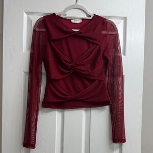 Elegant Burgundy Long Sleeve Top